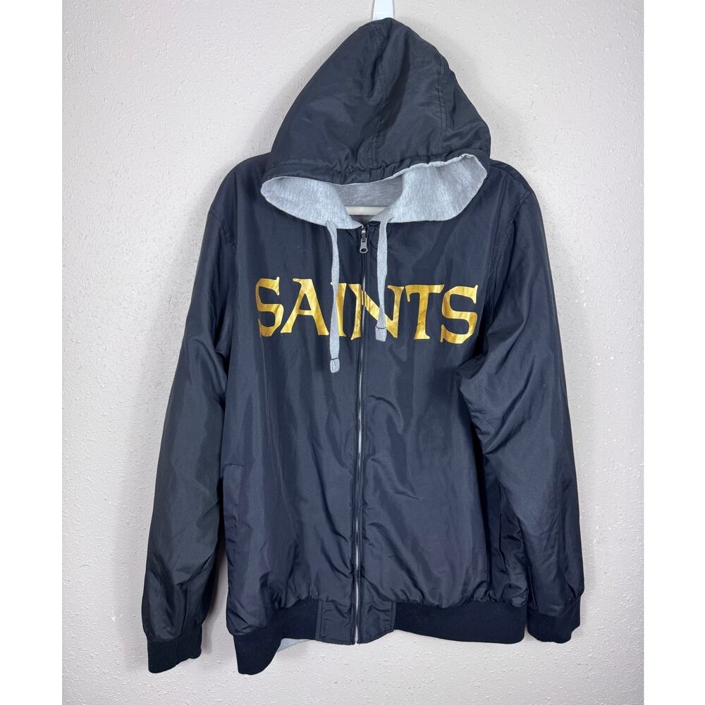 NFL New Orleans Saints Reversible Hooded Jacket Size XL